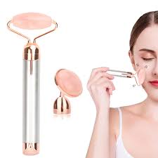 Finishing Touch Rouleau vibrant pour massage et contour du visage Quartz rose