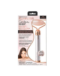 Finishing Touch Rouleau vibrant pour massage et contour du visage Quartz rose